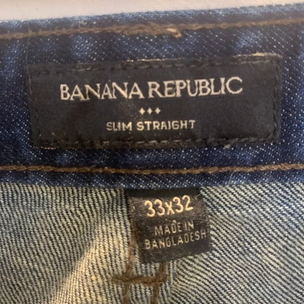 Banana Republic Jeans Mens 33x32 Slim Straight‎ Dark Wash Indigo Cotton Denim